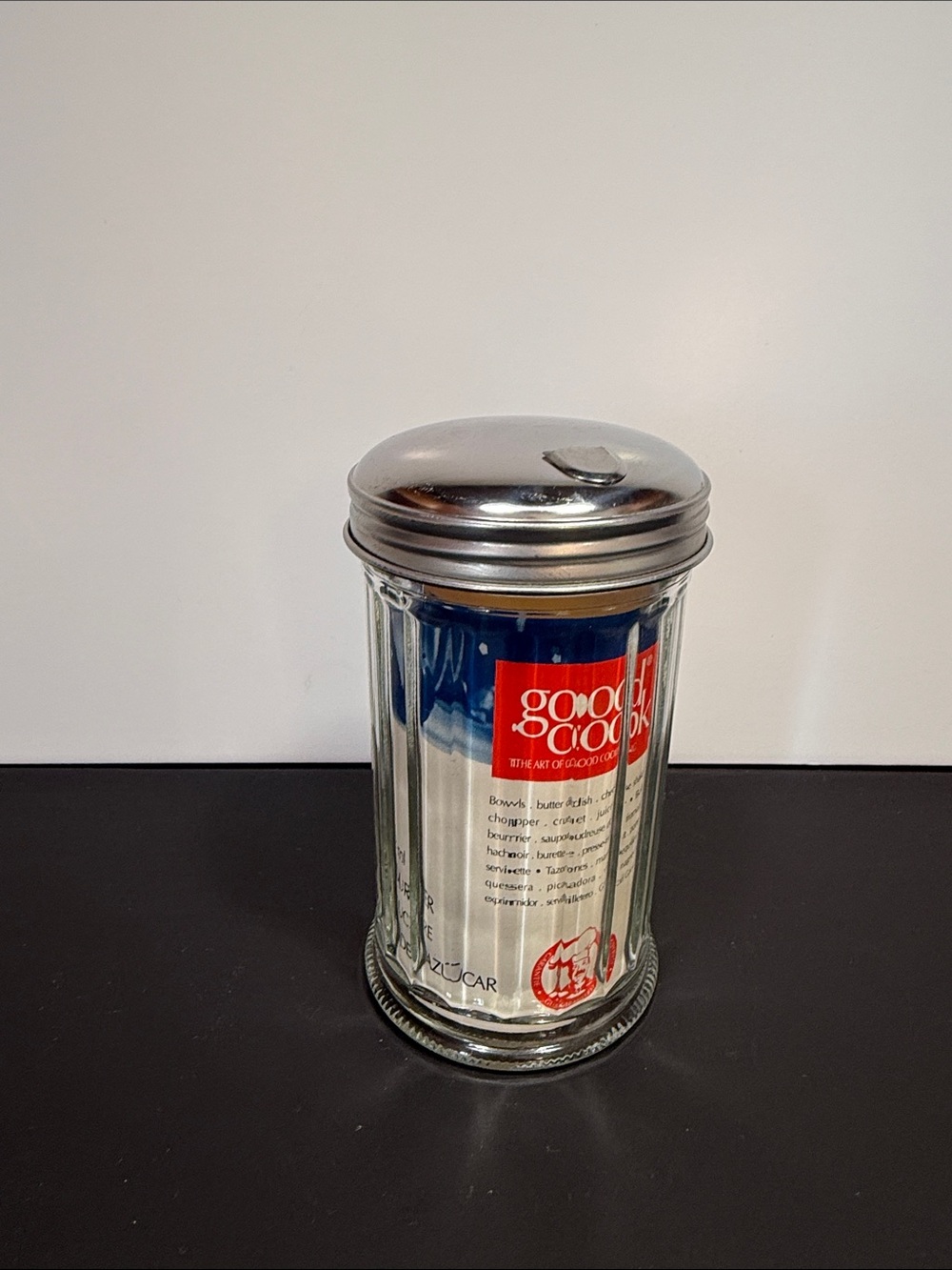 Good Cook 12 Oz Glass Sugar Dispenser with Pour Spout and Stainless Steel Flip